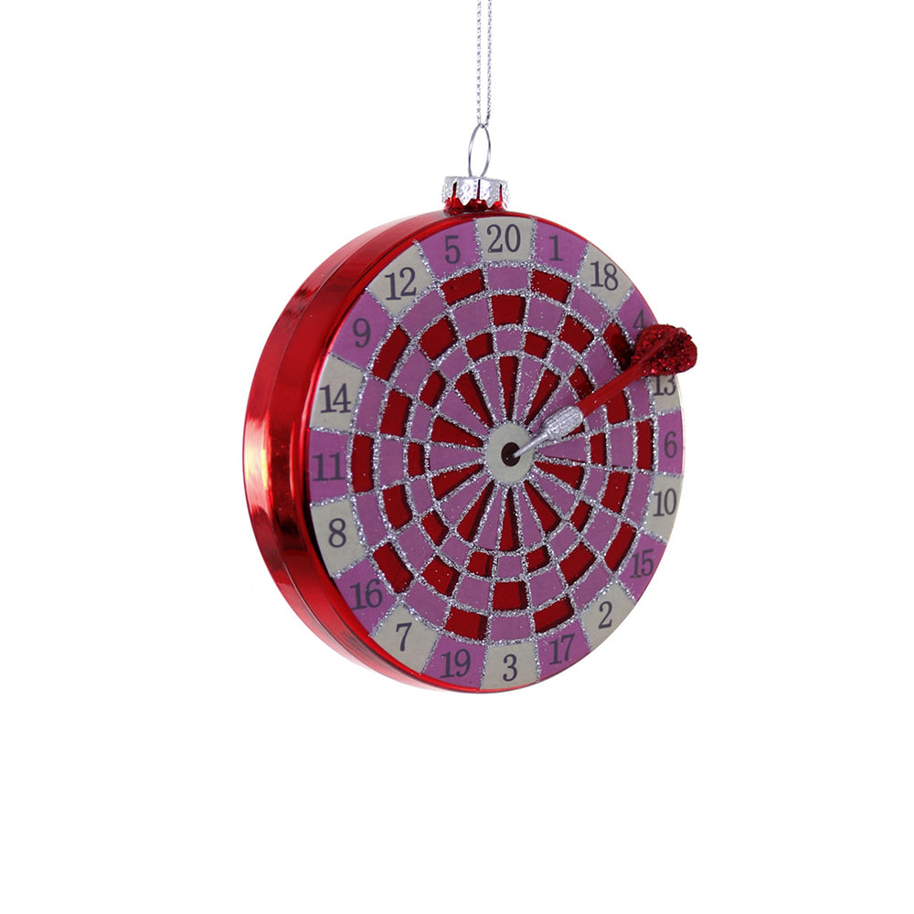 Blown Glass Pink Love Dartboard Ornament